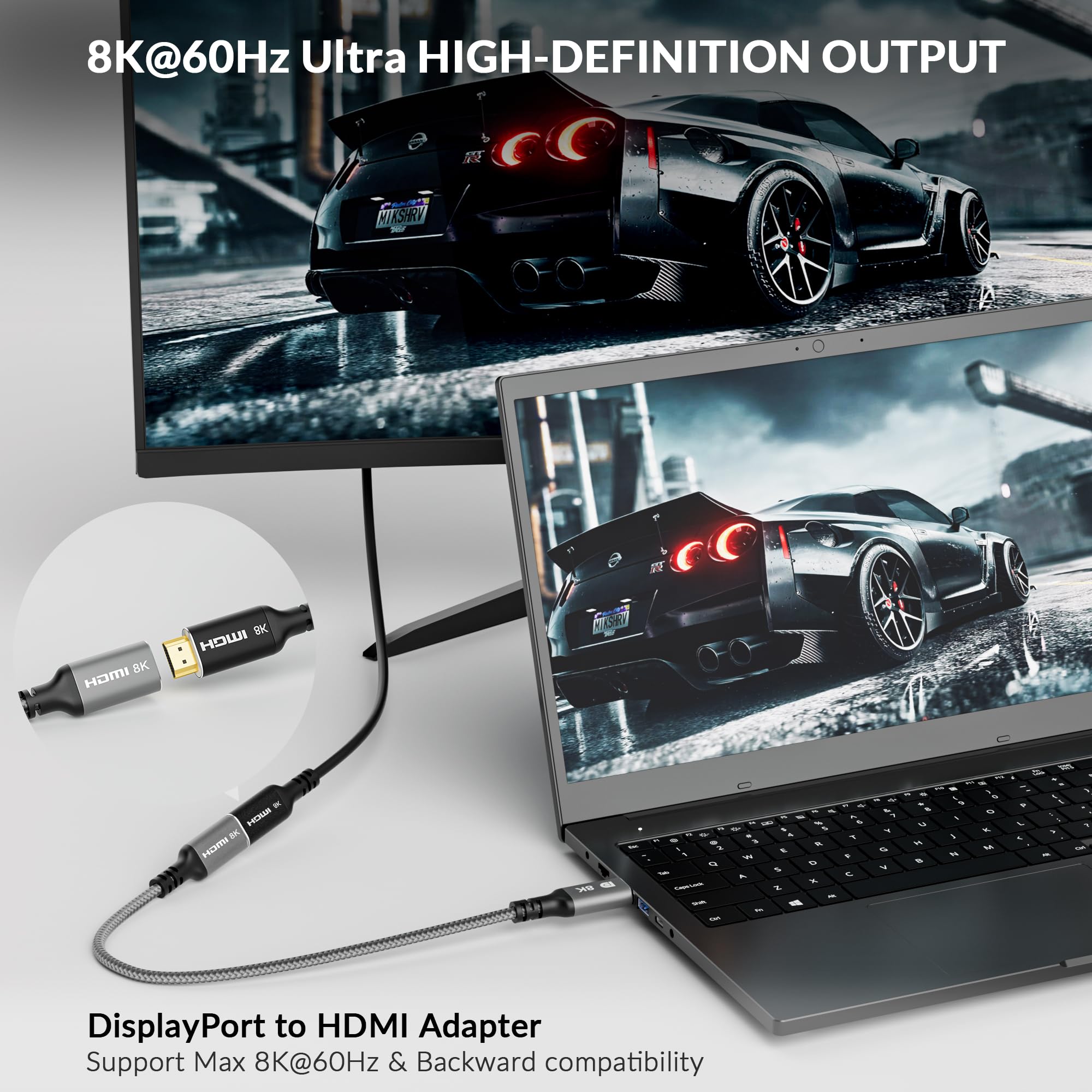 Amazon.com: 8K DisplayPort to HDMI Adapter, Uni-Directional DP 1.4