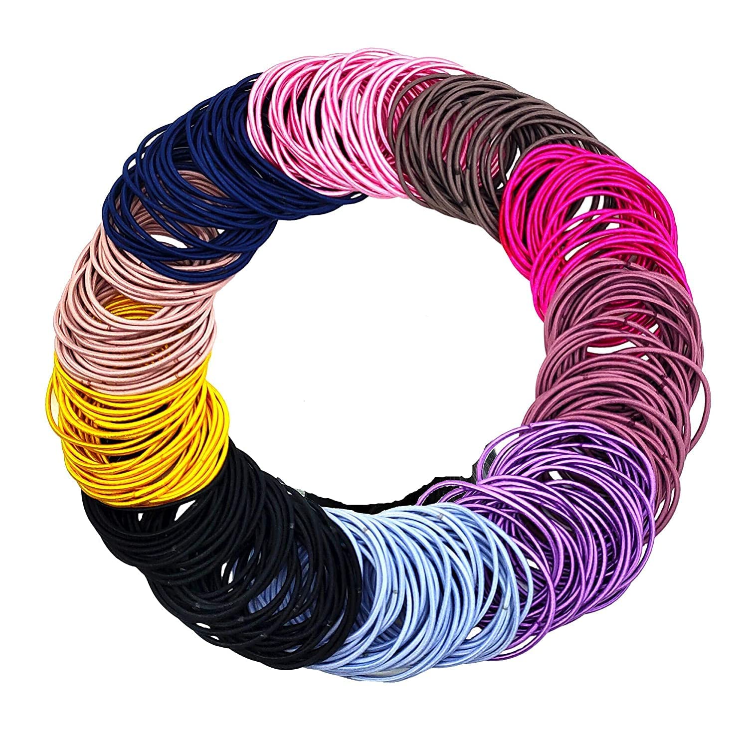 100Pcs 3mm Elastic Hair Ties - Rubber Hair Ties Hair Bands No Crease Ponytail Holder for Girls Women (Pink)