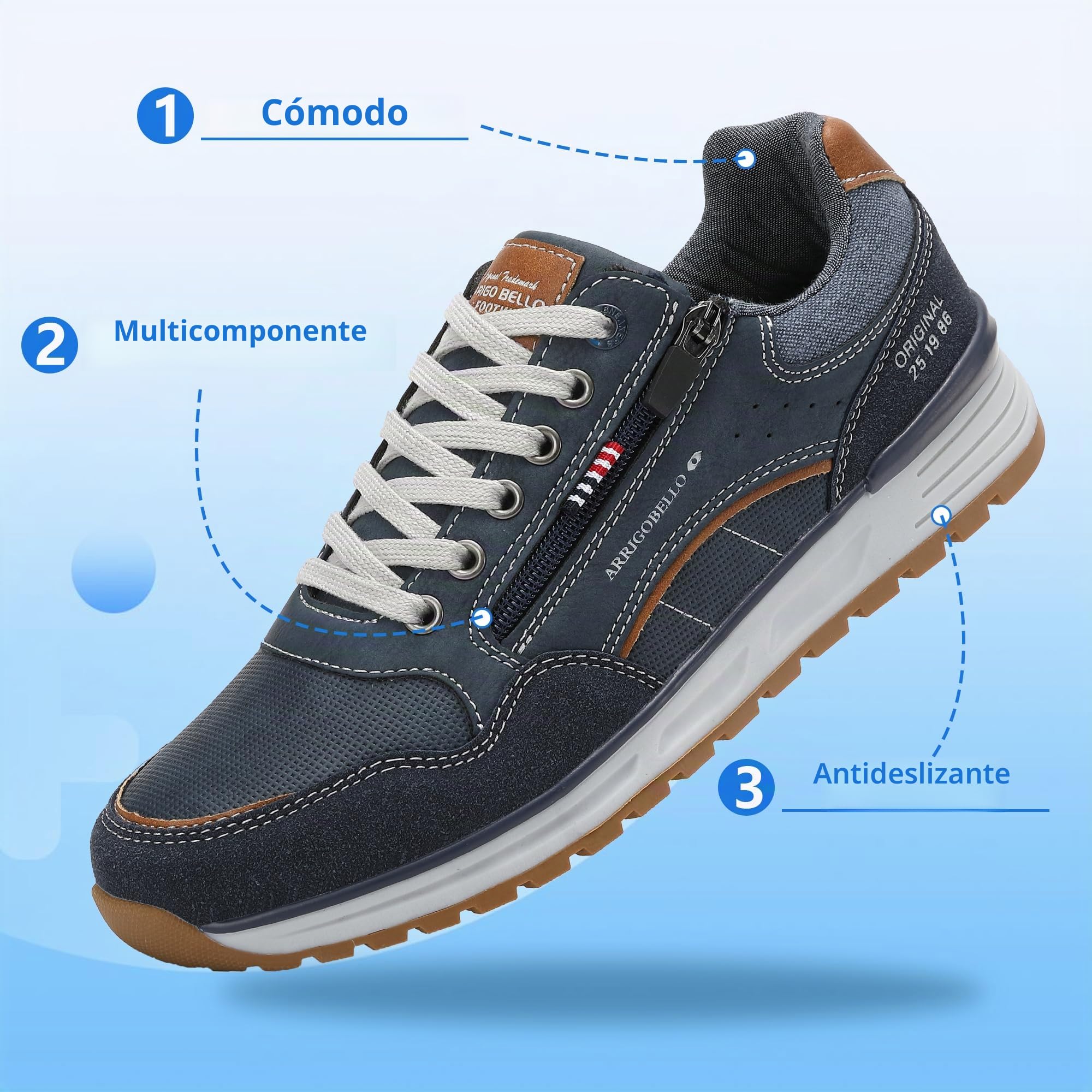 ARRIGO BELLO Zapatillas Hombre Zapatos Vestir Casual Deportivas Transpirables Gimnasio Correr Sneakers Talla 41-46(B Azul,Numeric_42)