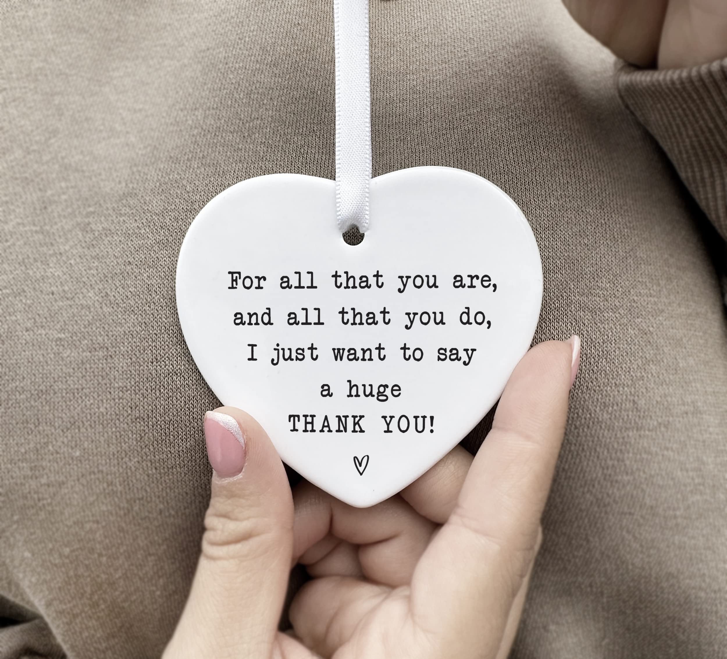 Thank You Ceramic Heart Keepsake - “For All That You Are…” Appreciation Gift - Hanging Ornament - 8cm x 7cm - Image 3