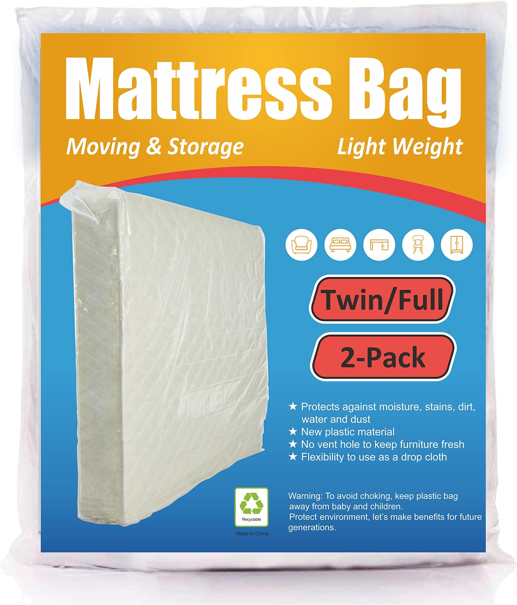 TRU Lite Mattress Storage Bag SEALABLE Mattress Bag for Moving Heavy Duty Extra