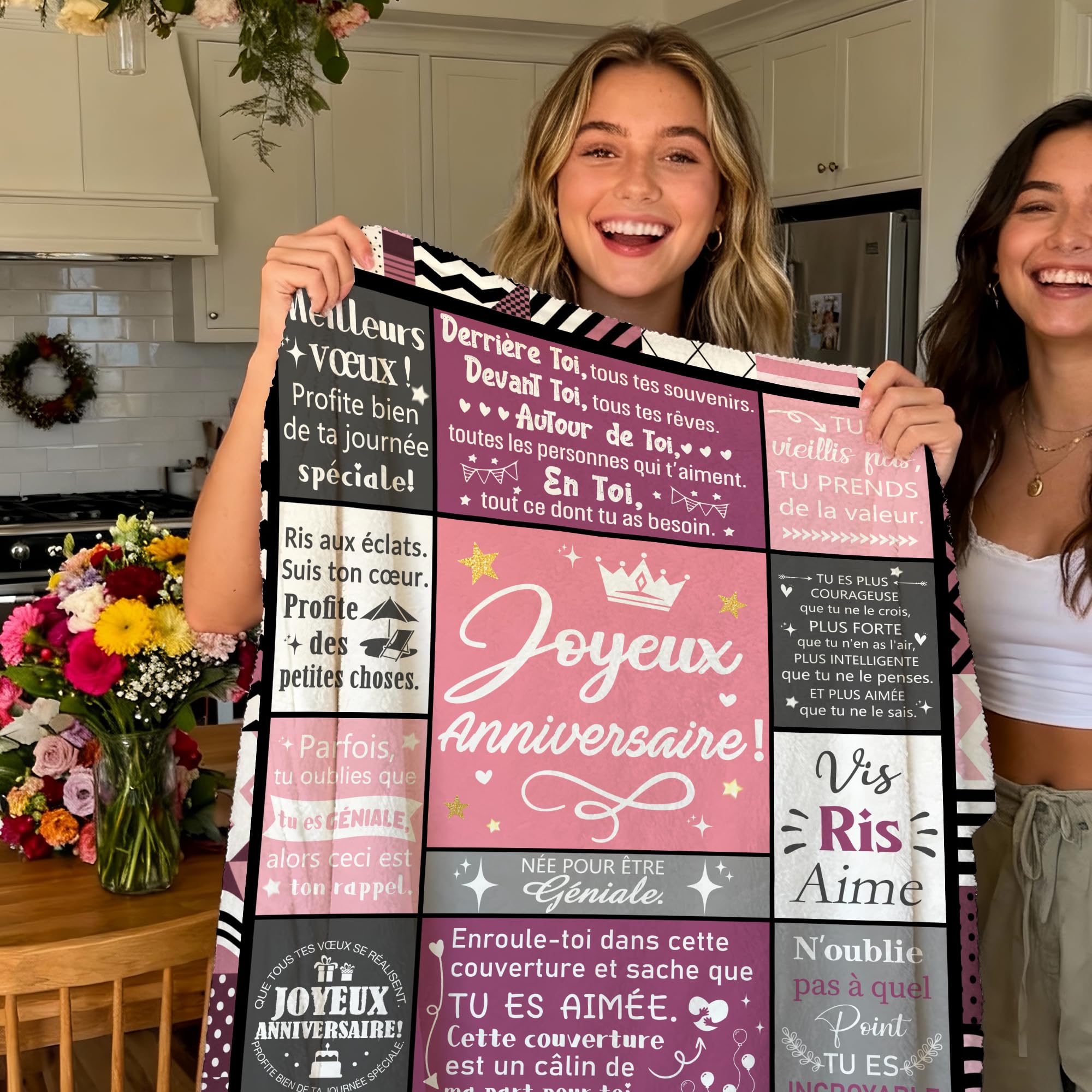Amorea Couvertures d'anniversaire pour Filles de 20 Ans 130 x 150 cm Idées pour Fille Sœur Petite-Fille Meilleure Amie Cousine Joyeux Anniversaire Cadeau pour Un 20e Anniversaire(20-Elle)