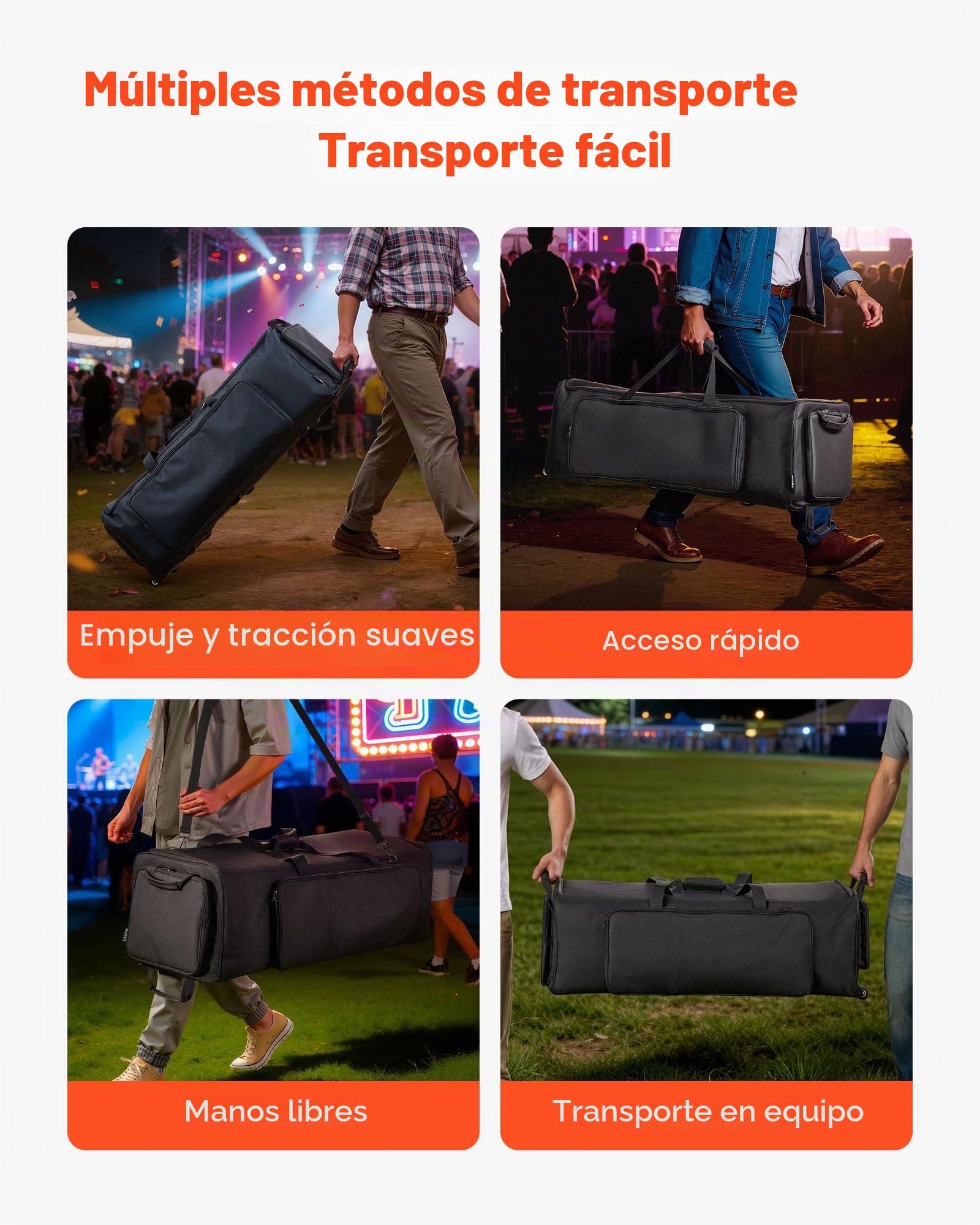 VEVOR Bolsa de Transporte para Herrajes de Batería, 90 x 35 x 32 cm, Funda para Hardware de Batería con Ruedas Correa de Hombro, 1680D Impermeable Antichoque, para Soportes Pedal Accesorios, Negro