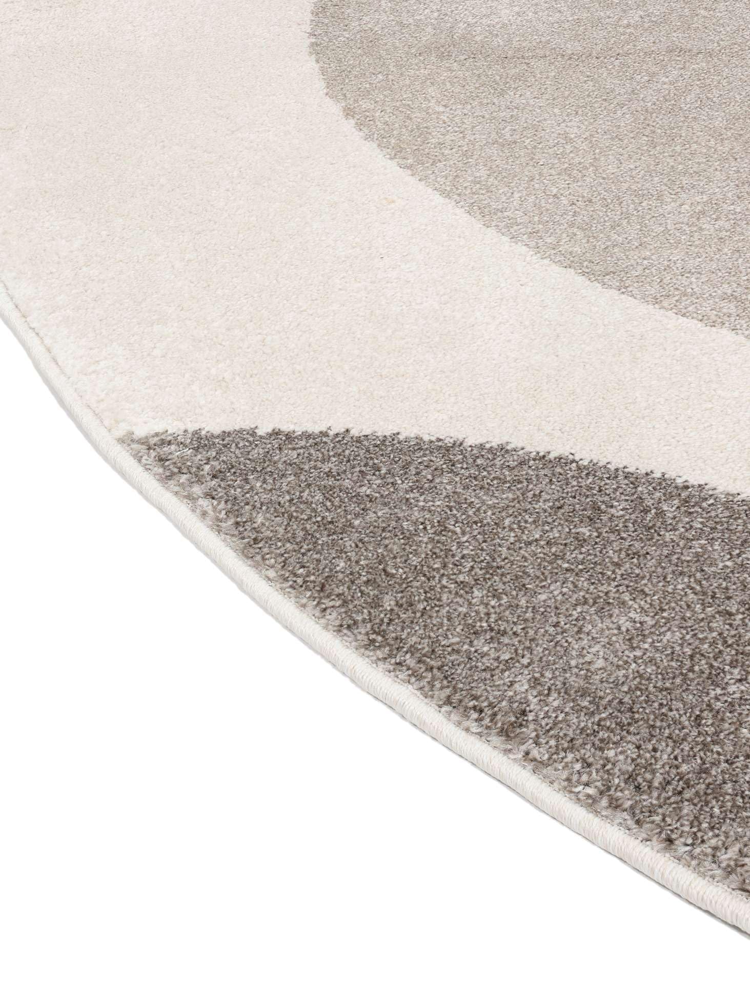 RugVista Amphi Teppich, Ø 240 cm, Grau/Taupe | Moderne, Rund, Niedriger Stapel, Nur chemische Reinigung, Oeko-Tex 100