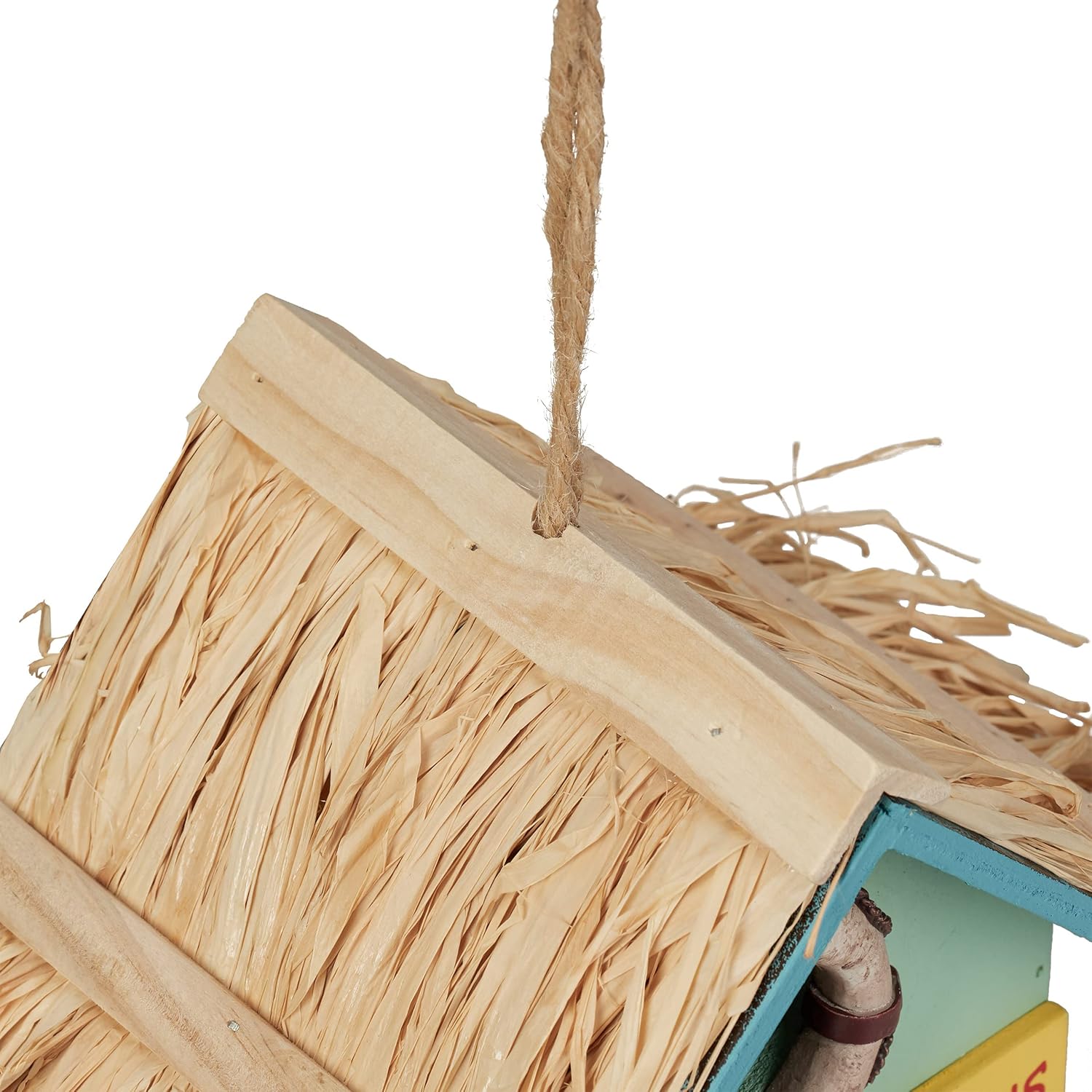 Relaxdays Decorative Bird House, Beach House Style, H x W x D: 24.5 x 19 x 13.5 cm, Wood, Colourful