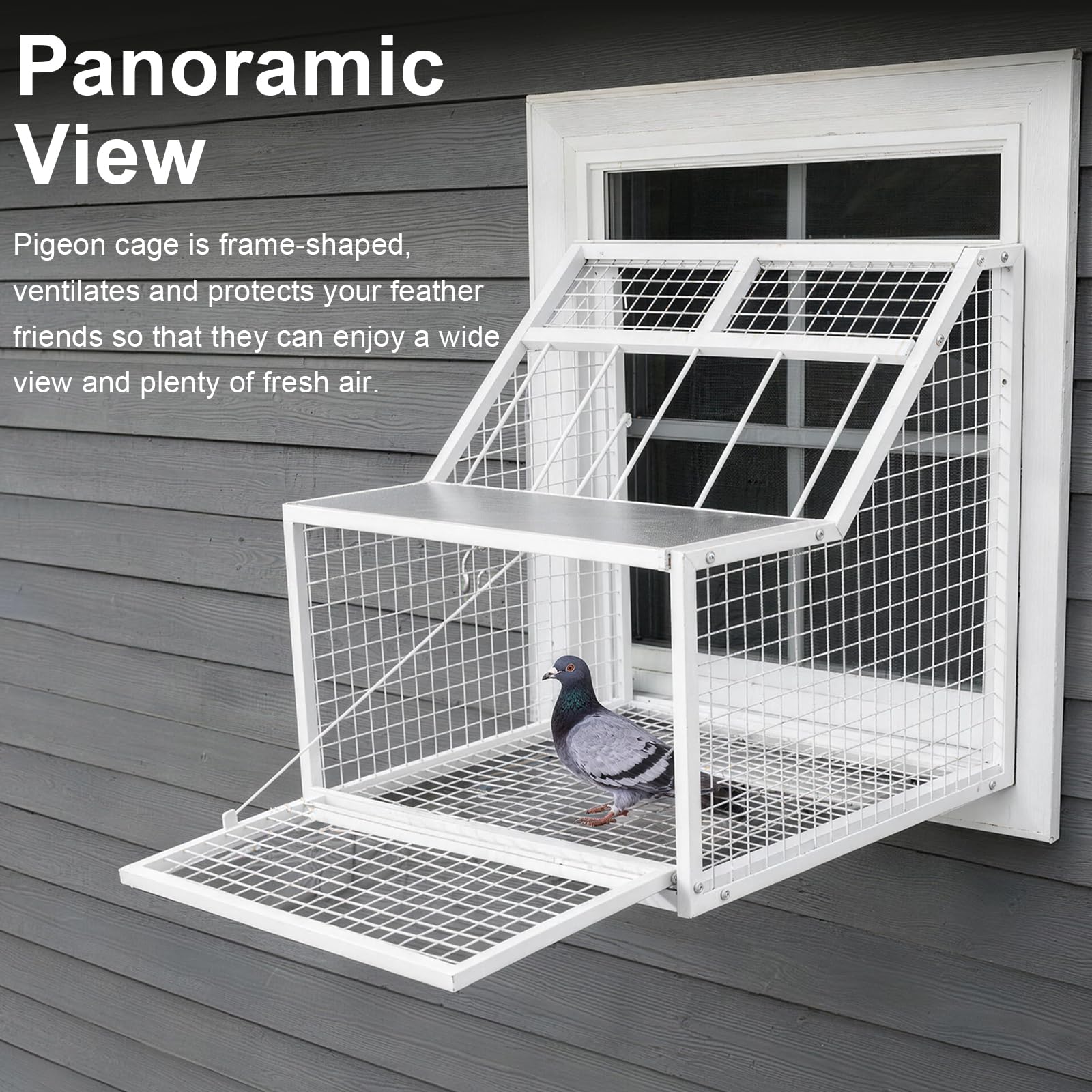 Jaula Plegable para Palomas, Jaula MetáLica con 4 Entradas Y Trampilla ExtraíBle para Palomas Loros Periquitos Y Otras Aves Ideal para JardíN BalcóN O Patio Medidas 54 X 47 X 50 Cm