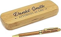 Vista 1 de Bolígrafo personalizado de My Personal Memories grabado con estuche personalizado - Juego de bolígrafos de madera para abogados, médicos, maestros