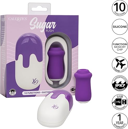 Miniatura 3 de CalExotics Masajeador de succión Sugar Rush con estuche discreto, vibrador de juguete sexual para adultos para mujeres y ella - SE-0062-56-3