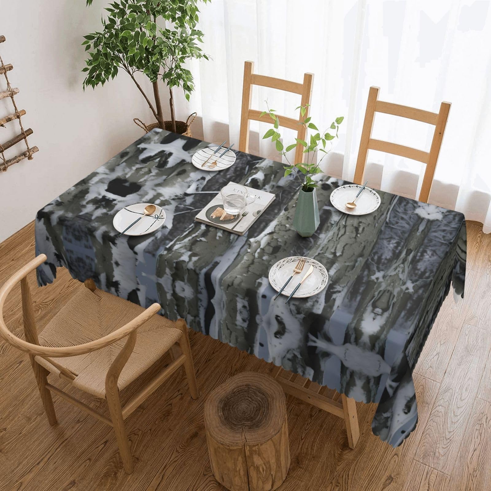 Nappe rectangulaire tissu imprimé camouflage anti-tache pour buffet et événements
