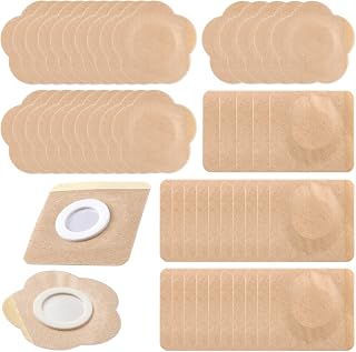 50pcs Disposable Castor Oil Packs, 2 Styles, Skin Color | Self-Adhesive Organic Cotton Belly Button Pads, Highly Absorbent Castor Oil Patches, for Abdomen Knees Feet