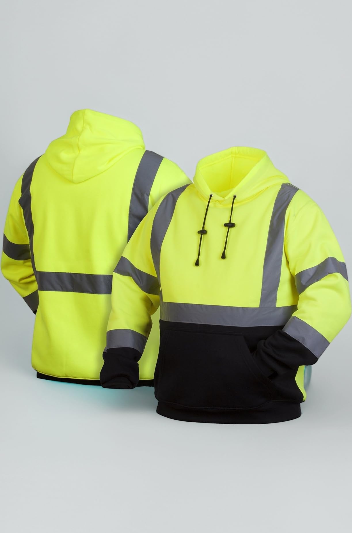 Pullover Sweatshirt With Black Bottom Hi Vis Lime 2X Large