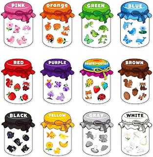 magnetische Farb-Sortierung - 12 PCS Kühlschrank-Magnete mit 60 lebendigen Lernformen, Bildungs-Farb-Sortier-Set für Whiteboard, Mehrzweck-Magnetfiguren