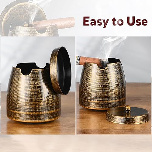 Miniatura 4 de Cenicero de cigarros con tapa para exteriores, patio, hogar, decoración retro, cenicero de soporte grande a prueba de viento, accesorios de
