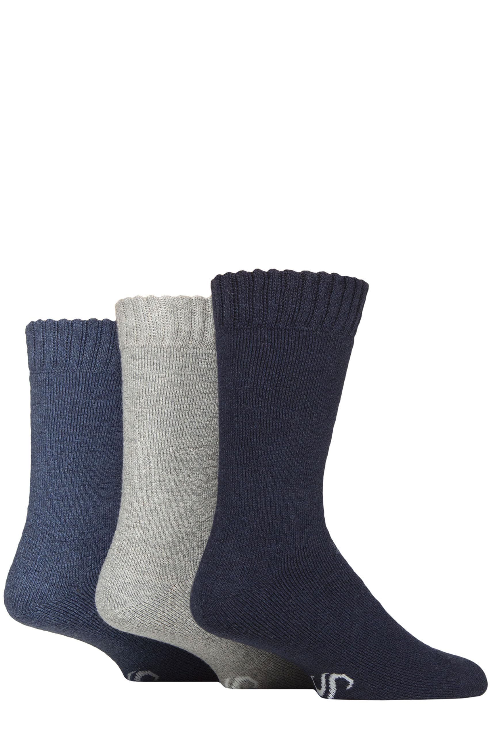 Sockshop Men's Blue / Grey / Navy ’S Wool Blend Thermal Socks 3 Pack – Warm, Cushioned, Breathable Terry Loop, Reinforced Heel & Toe, Moisture-Wicking, For Outdoor Walking & Cold Weather, Uk 6–11 Blue/Grey/Navy