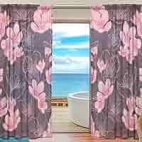 Amazon｜VAWA カーテンレース 断熱 おしゃれ 遮光 花柄 桃花柄