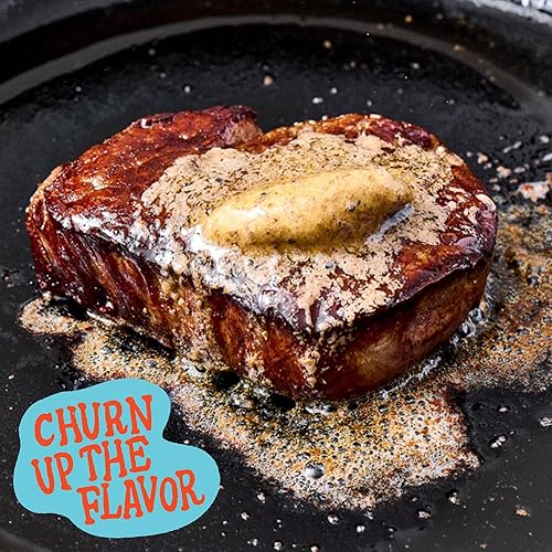 Miniatura 3 de Churn Mantequilla de ajo y chalota, mantequilla saborizada mezclada con mantequilla orgánica alimentada con pasto (5.5 onzas, paquete de 3), sin