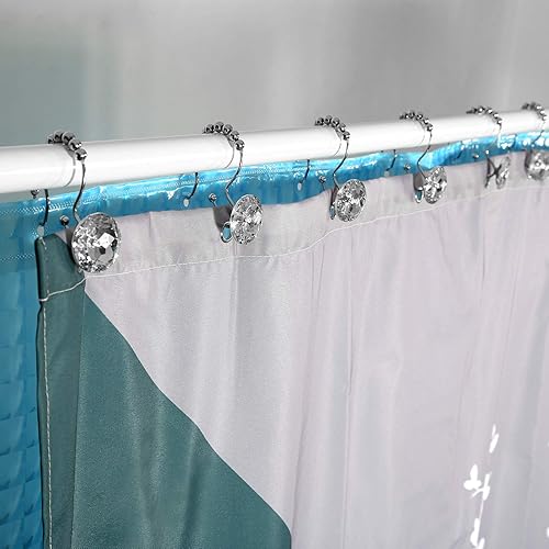 Miniatura 2 de Goowin Ganchos para cortina de ducha, 12 anillos de cortina de ducha de cristal, de acero inoxidable a prueba de óxido, ganchos de ducha dobles para