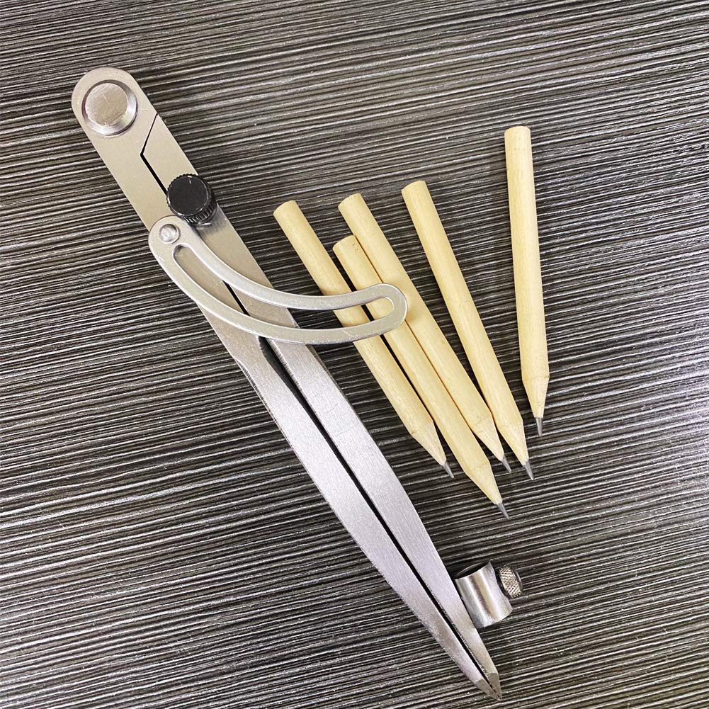Geluode Grand compas professionnel 20,3 cm pour menuiserie géométrie dessin avec aile porte-crayon