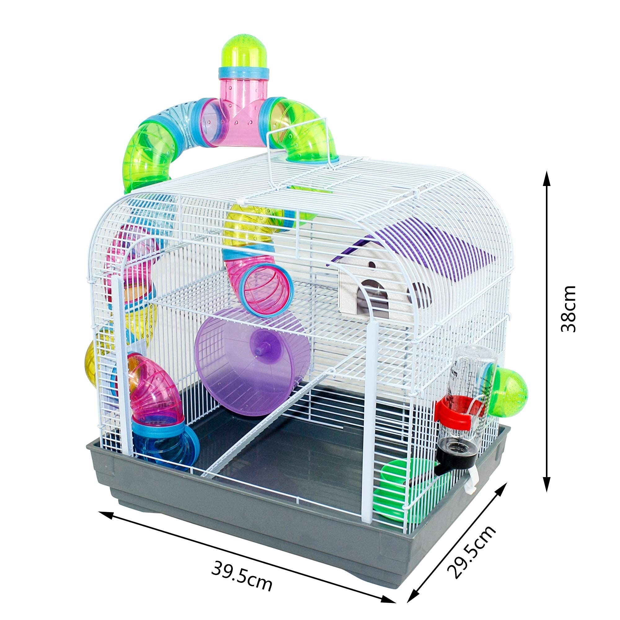 DZL® Jaula para Hamster(39.5X29.5X38CM) Color Azul/Purpura/Rojo se Entrega al Azar,Aviso Importante: el metacrilato Lleva un Protector de Papel Que se Quita!