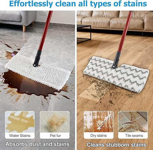 Miniatura 5 de Trapeadores de microfibra para limpieza de suelos, trapeador de polvo para suelos de madera dura con 2 almohadillas pesadas para fregar, 2