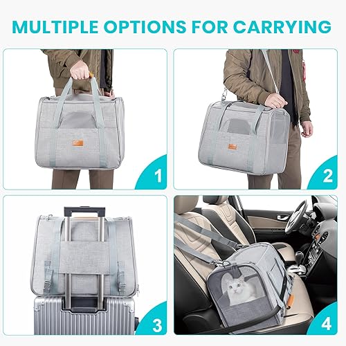 Miniatura 8 de Morpilot Transportador de gatos para perros, bolsa de viaje aprobada por aerolíneas, transportador portátil para mascotas para cachorros pequeños y