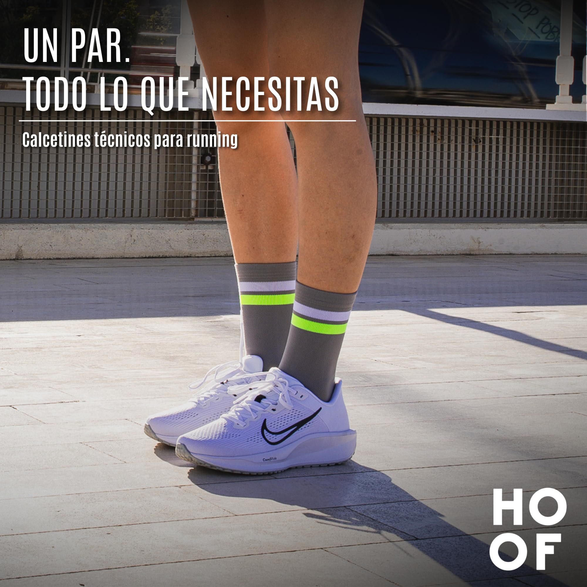 HOOF - Calcetines Running Compresivos - Reducción de Fatiga y Mejora de Circulación - Calcetines de Deporte con Refuerzo - Material Técnico Vaporfeel - Unisex