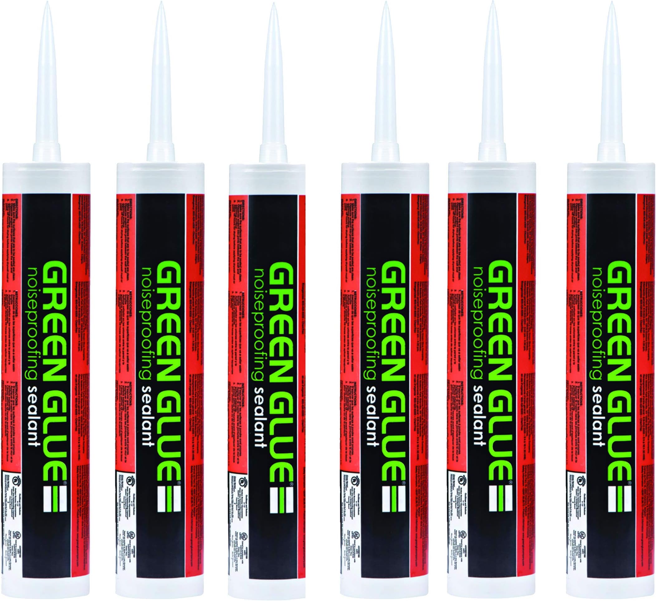 Trademark Soundproofing Green Glue Noiseproofing Sealant pack of 6 Tubes (29 oz each) - With Cleanup Wipes
