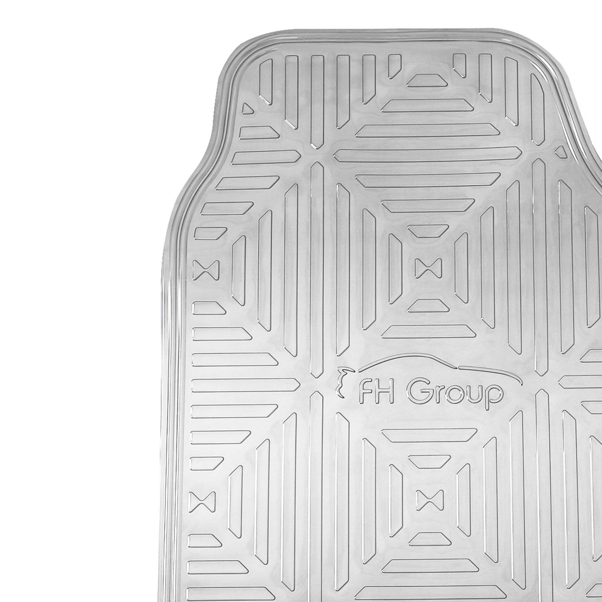 FH Group Automotive Floor Mats - Heavy-Duty Metallic Rubber Floor Mats for Cars, Universal Fit Full Set, Climaproof Floor Mats, Trimmable Floor Mats for Most Sedan, SUV, Truck Floor Mats Silver