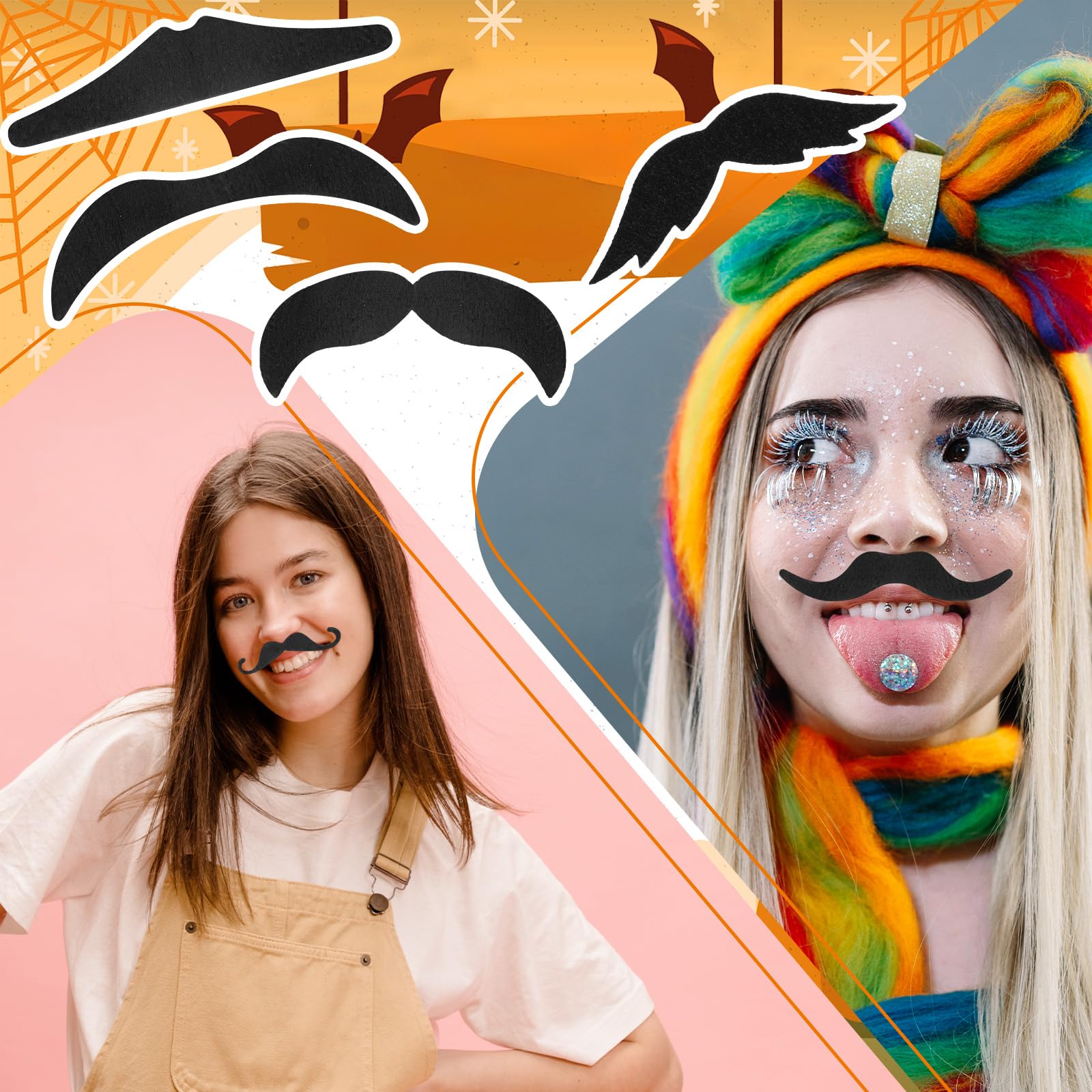 Ouligay Set De 60 Bigotes Autoadhesivos Para Pegar – Barbas Falsas Y Schnauzer Postizos En 10 Estilos, Ideales Para Disfraces, Halloween, Navidad, Cumpleaños Y Fiestas Temáticas
