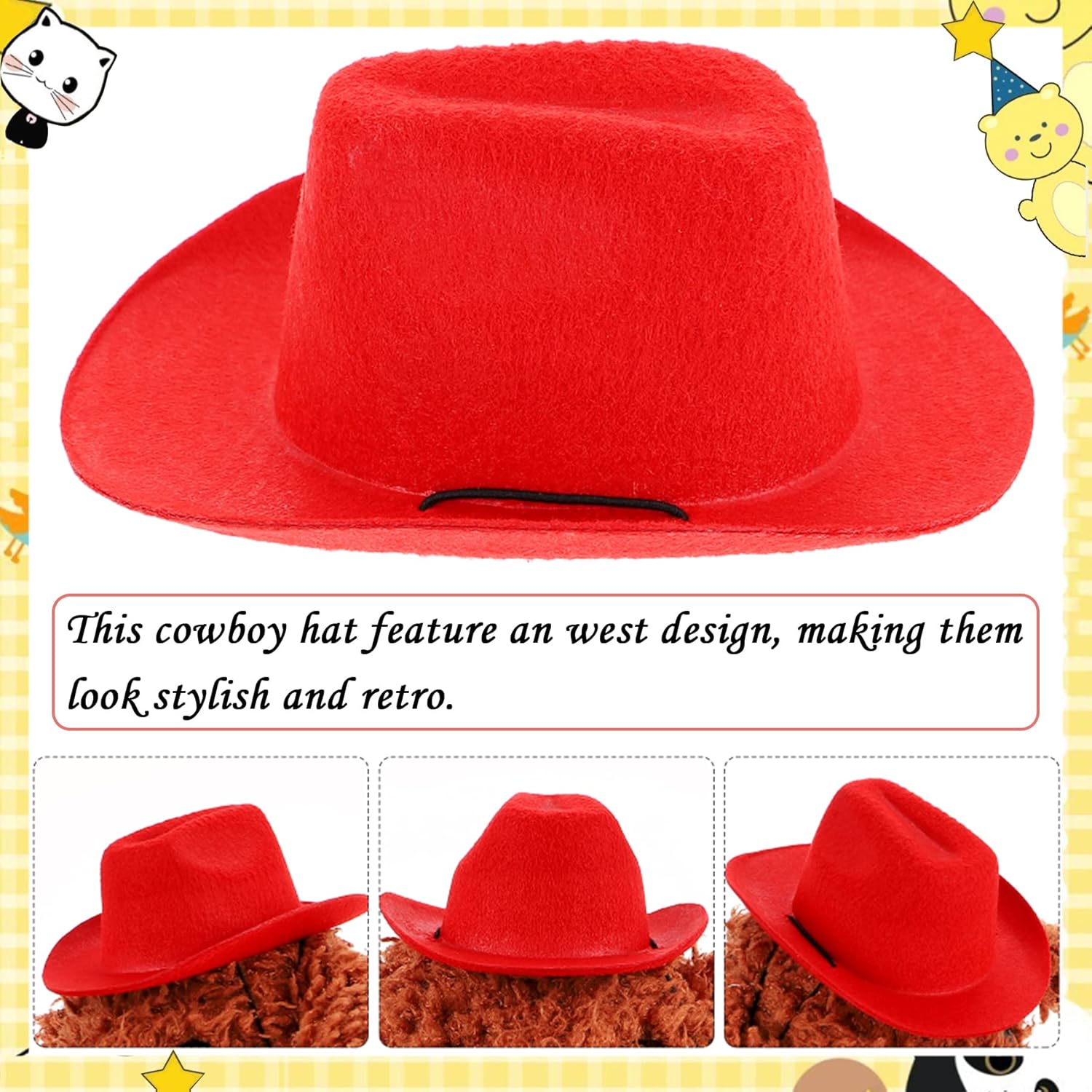 Pai Sence 5pcs Small Dogs Cowboy Hats with Adjustable Stap Puppies Cowboy Cowgirl Hat for Small Pets Cats Western Costume Holiday Party Grooming Accessories : Pet Supplies