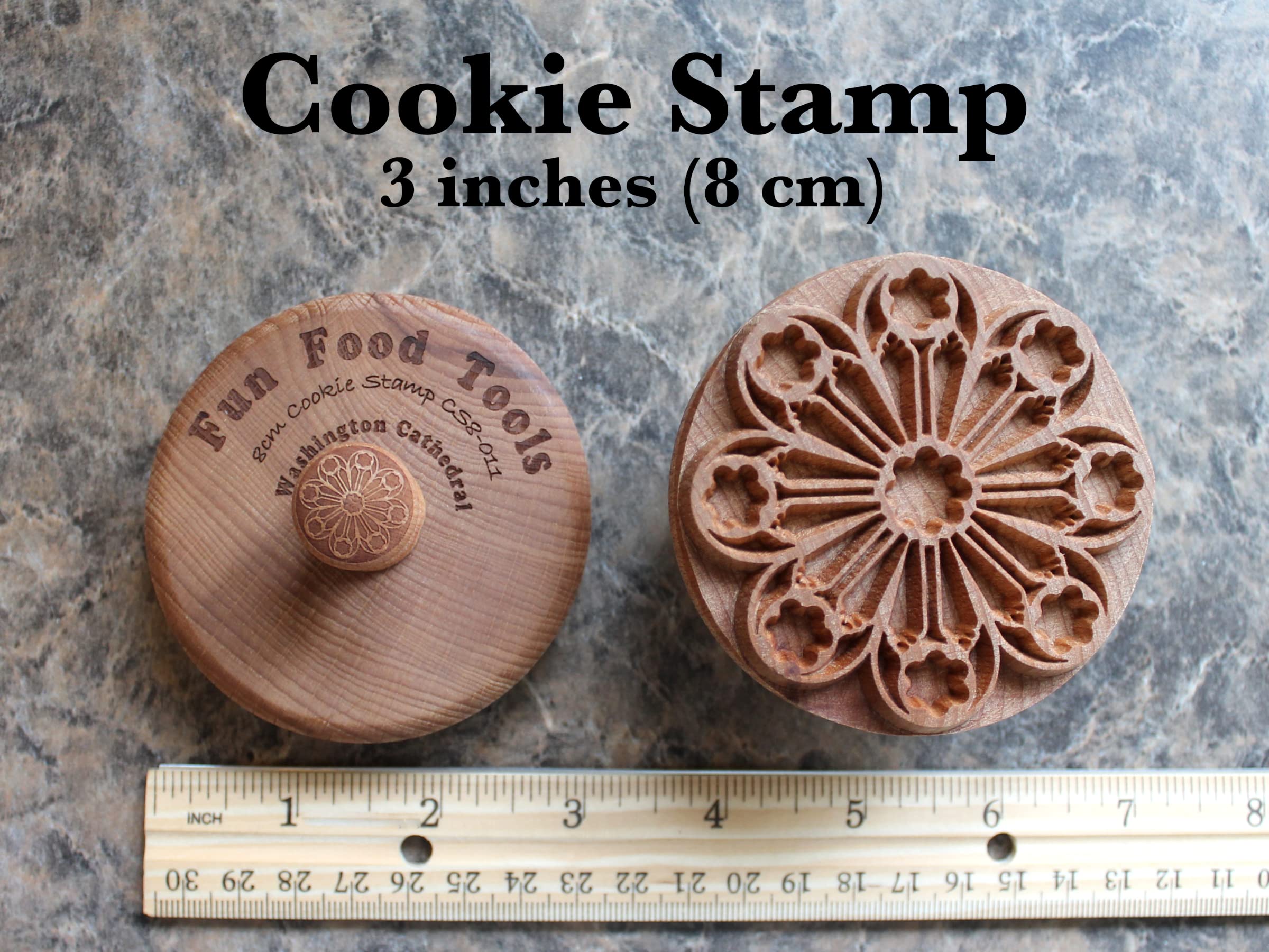 Sello grande para galletas de madera, 3.1 pulgadas (Catedral de Washington CS8-011)