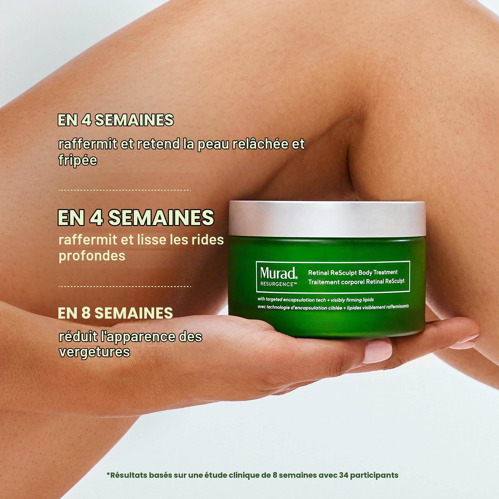 Retinal ReSculpt Traitement corporel – Crème pour le corps rétinienne pour cibler la cellulite et les vergetures – Soulève, raffermit et resserre la peau affaissée, crépule, 150 ml