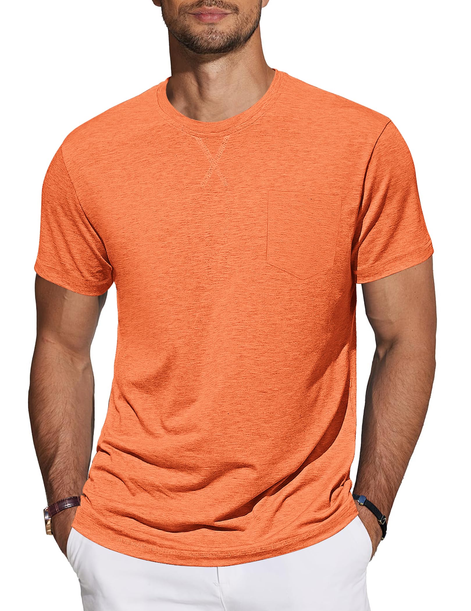 TARAINYA T-Shirt Herren Baumwolle Kurzarm Rundhals Einfarbig Shirts Männer Sommer M-4XL