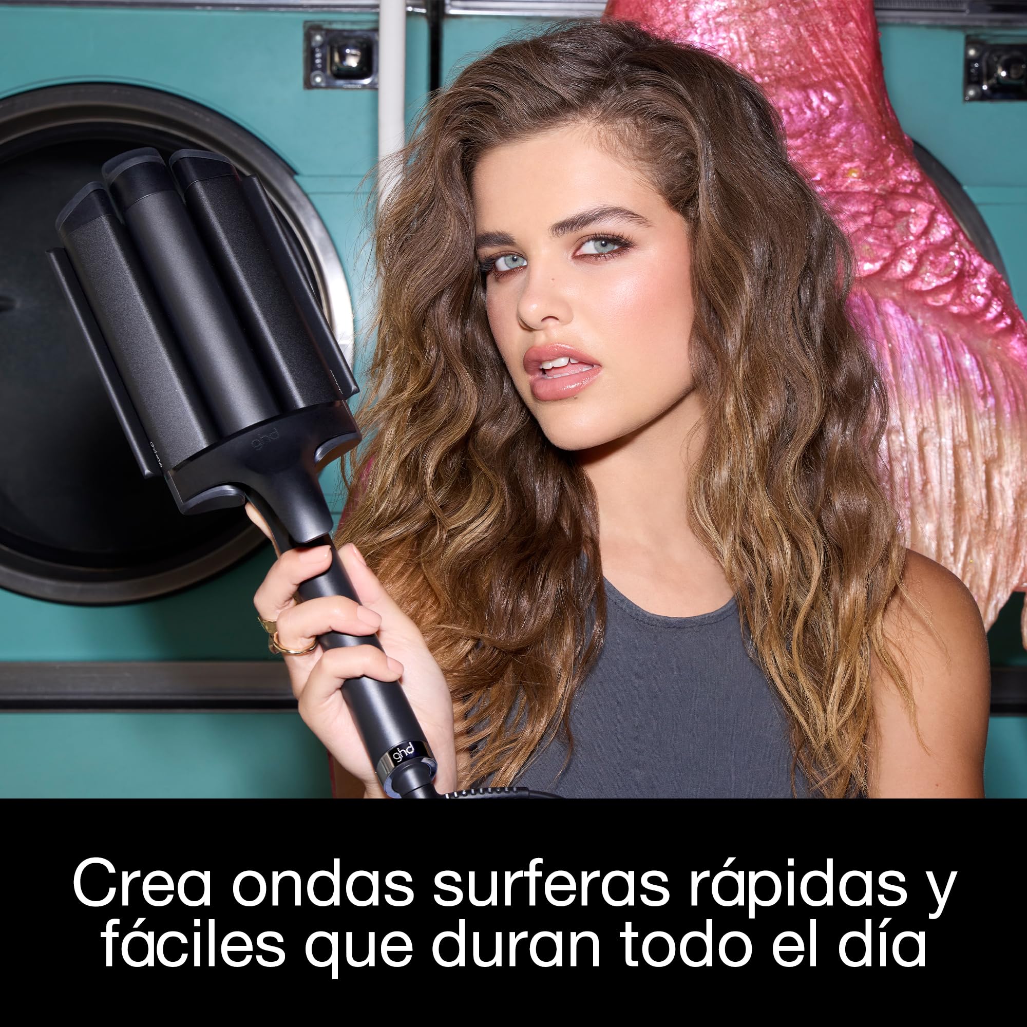ghd Triple Wave - Tenacilla Profesional con Tres Cilindros Ergonómicos de 32mm, Ondas Surferas y Duraderas - Para Todo Tipo de Cabello - (Enchufe Europeo)