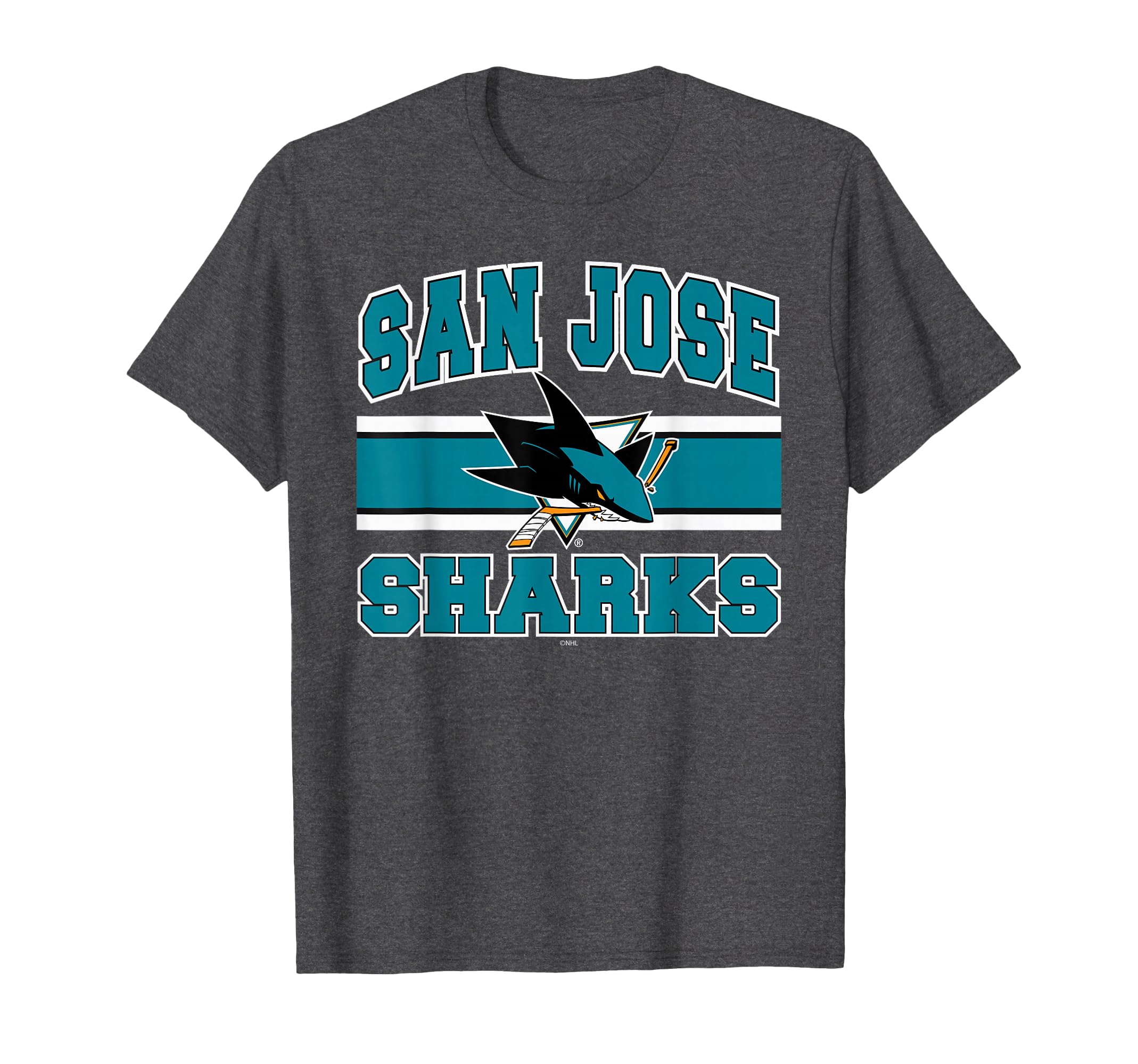 San Jose Sharks Stripe Dark Heather Officially Licensed T-Shirt