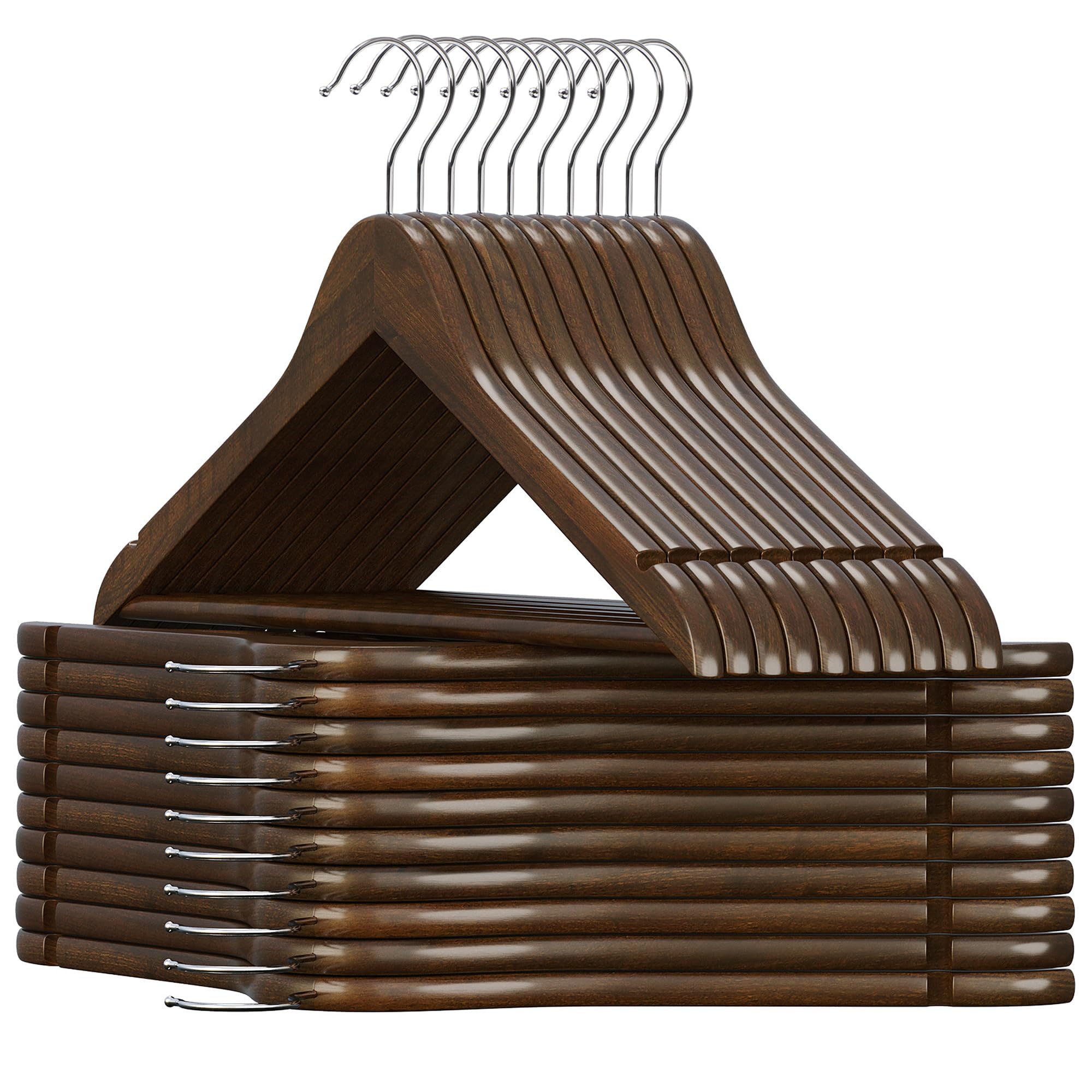 Coat Hangers, Clothes Hangers, with Shoulder Notches, Dark Walnut / 20