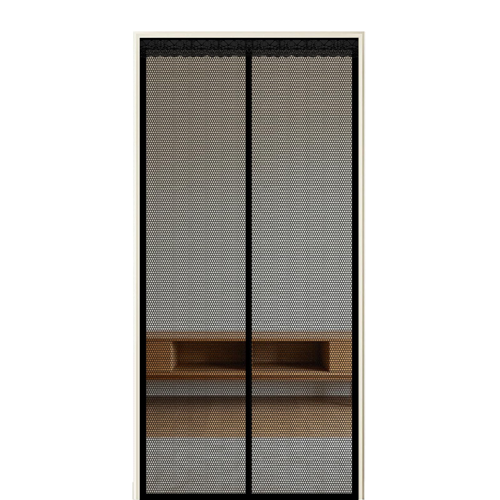 Xuehmin Black Screen Door 195 X 265 Cm Self Sealing Powerful Magnets Upgraded Mesh Mosquito Net With Powerful Magnets & Full Frame Magic Tape Suitable For Patio Doors Balcony Bedroom,