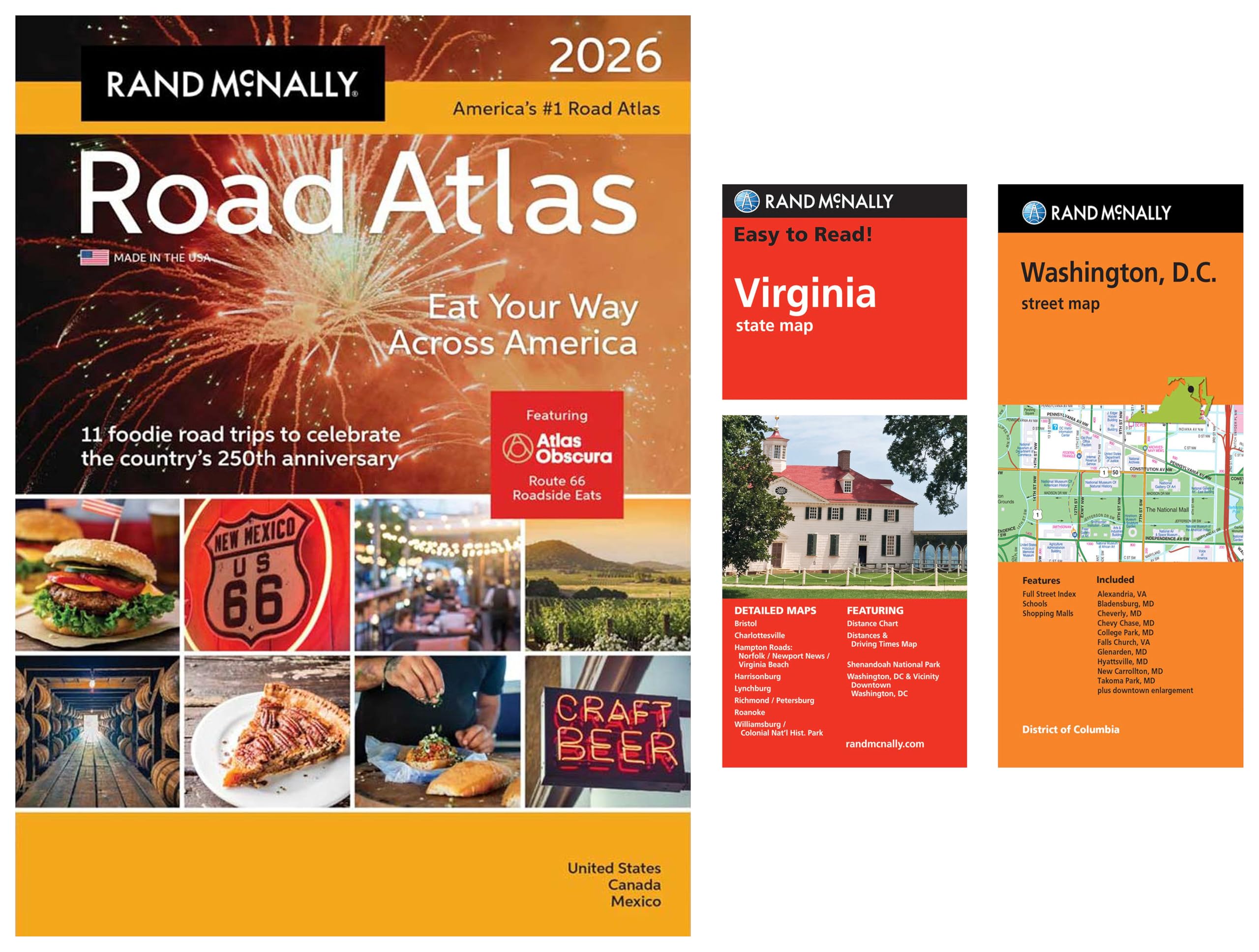 2026 Road Atlas with Easy to Read Virginia & Washington, D.C. State Maps