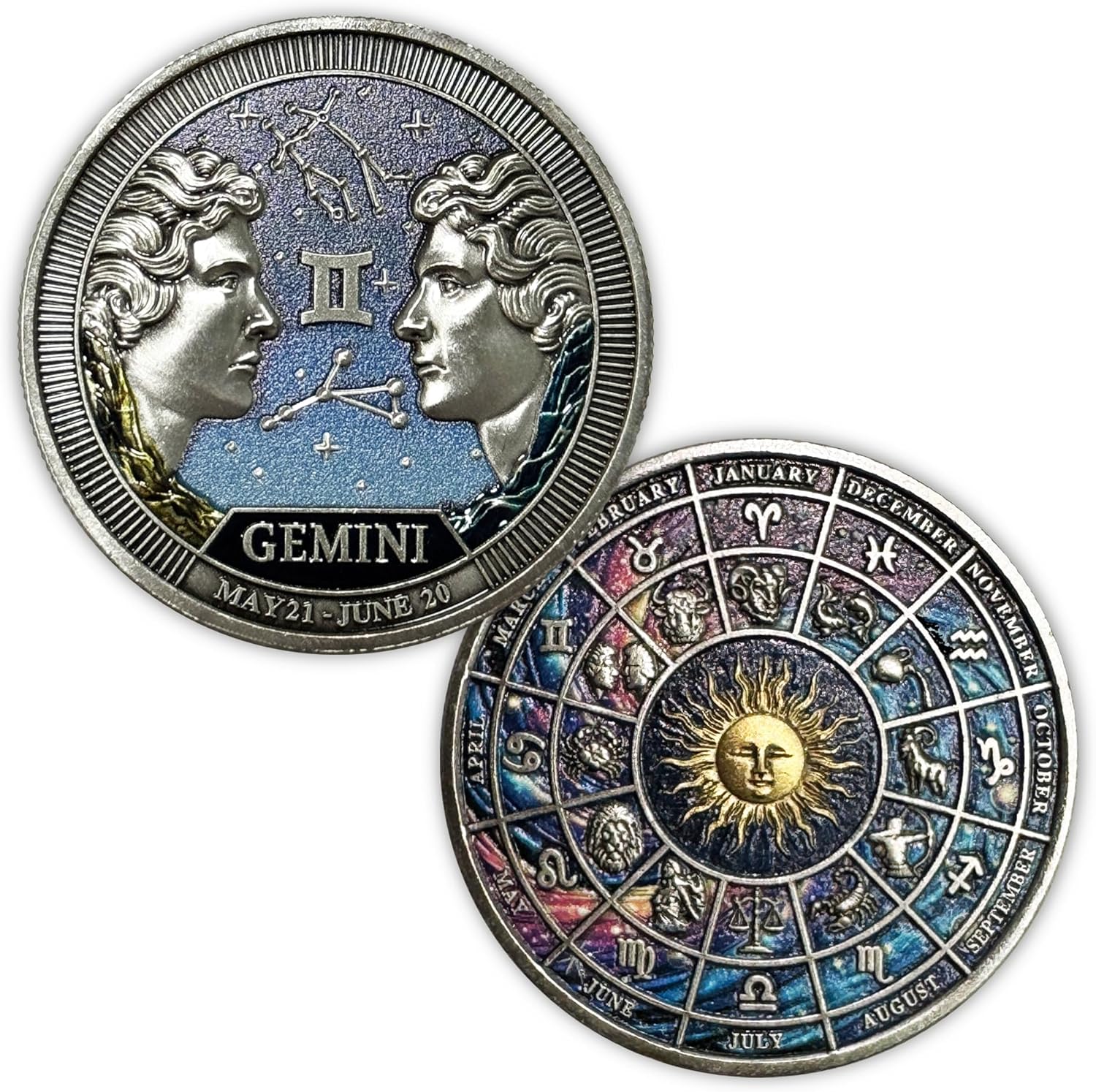 12 Zodiac Gemini Challenge Commemorative Coins - Constellation Metal Collectible Coins, Creative Novelty Coin Set, Birthday/Astrology Enthusiast Gift