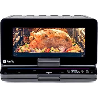 GE Profile Smart Oven with No Preheat, 11-in-1 Countertop Oven including Air Fry, Warm, Toast, Broil, Roast, Pastry, Reheat, and more, WiFi and Smart Connected, Black