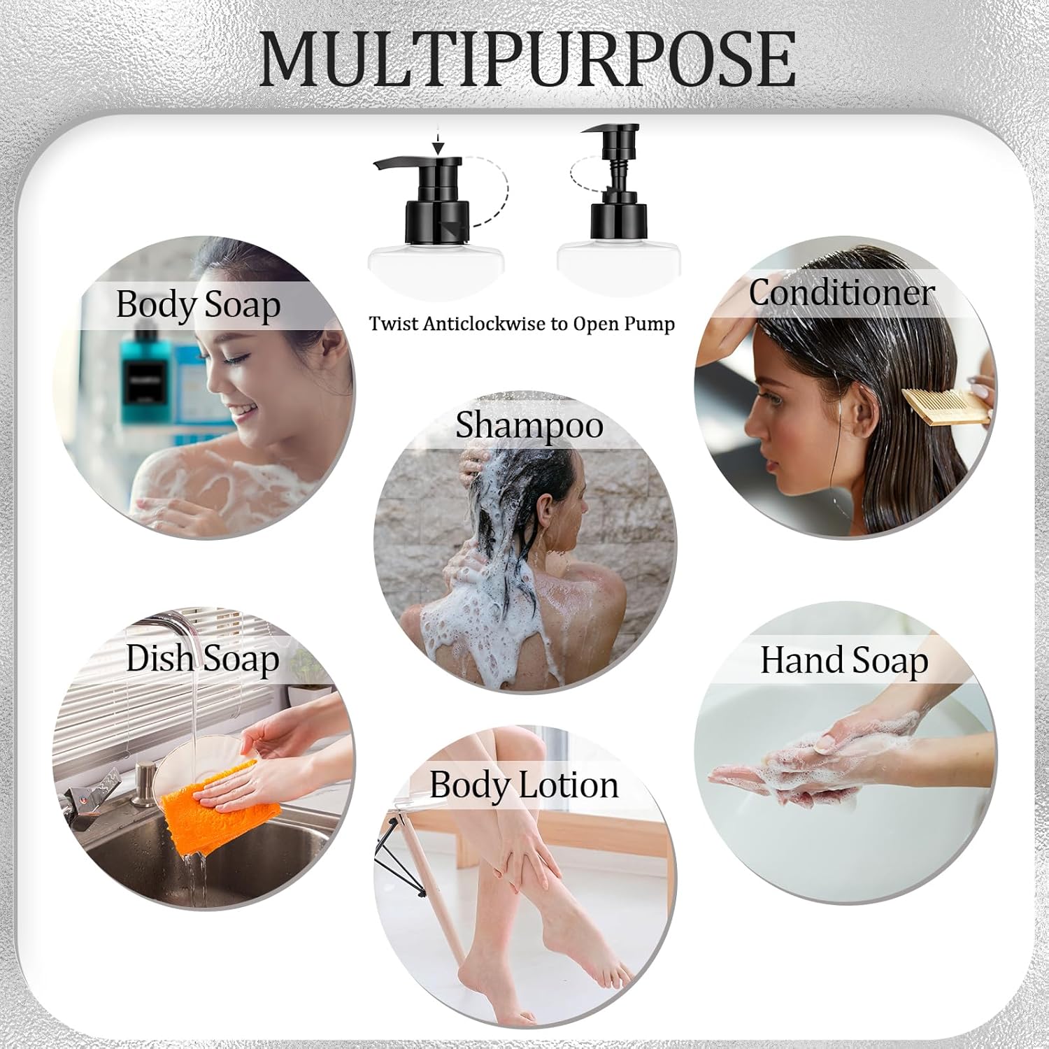 Tanlade 6 Pcs Shampoo and Conditioner Dispenser Bottles 16oz Modern Shower Soap Bottles with Pump, Labels and Marker Pen Easy to Refill Body Wash Dispensers for Home Bathroom Decoration (White) - Image 5