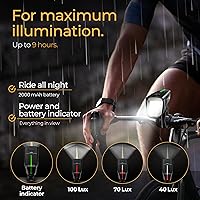 Vista 3 de Luces de bicicleta de 100 Lux - Batería de 2000 mAh - con reflector y luz de freno - USB-C recargable y a prueba de salpicaduras - Luces