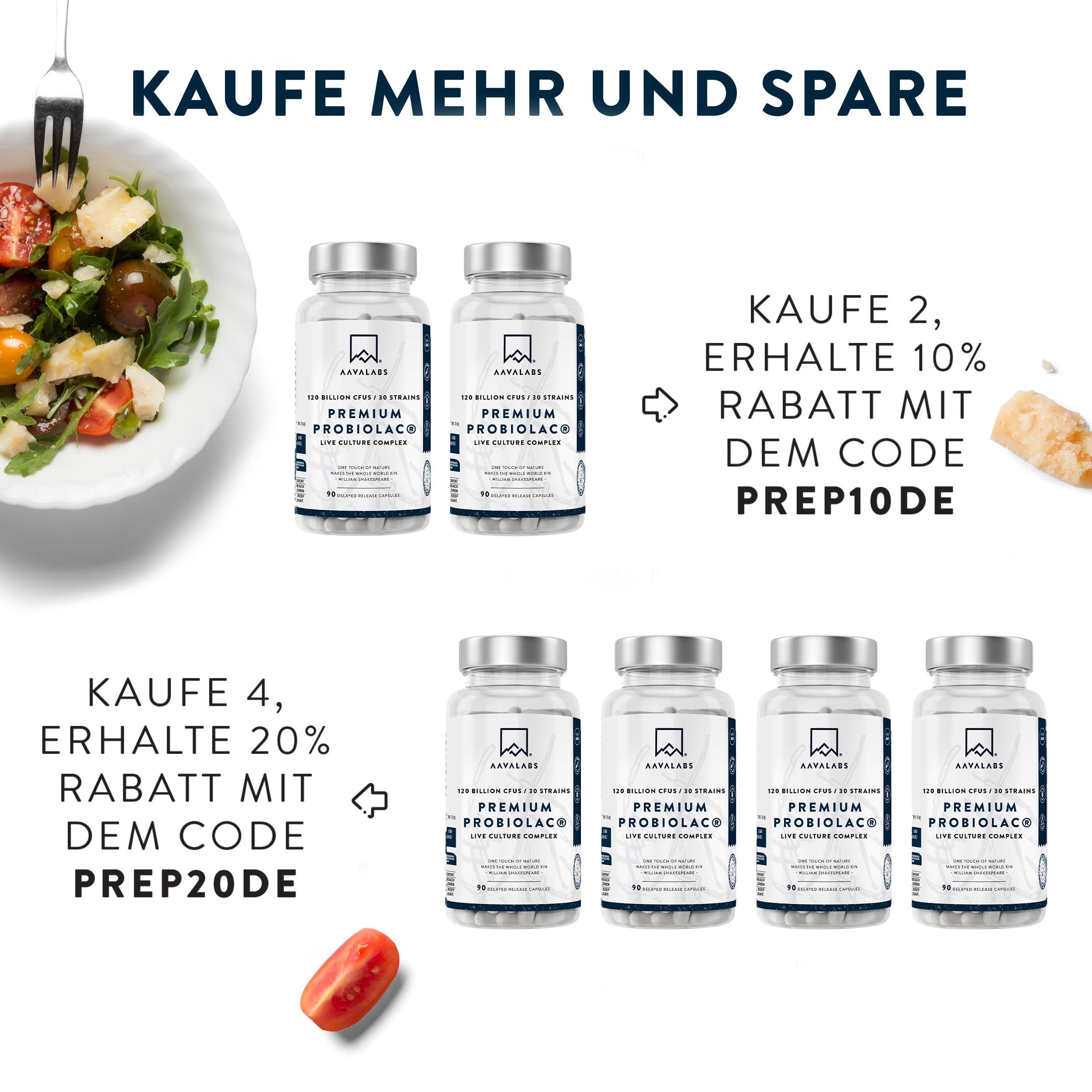 Premium Kulturen Komplex Darmflora 120MrdKBE, 30 Stämme Darmbakterien Probiotika: Lactobacillus Gasseri, Lactobacillus Reuteri, Lactobacillus Rhamnosus + Zink - 90 Stück (Packung mit 2)