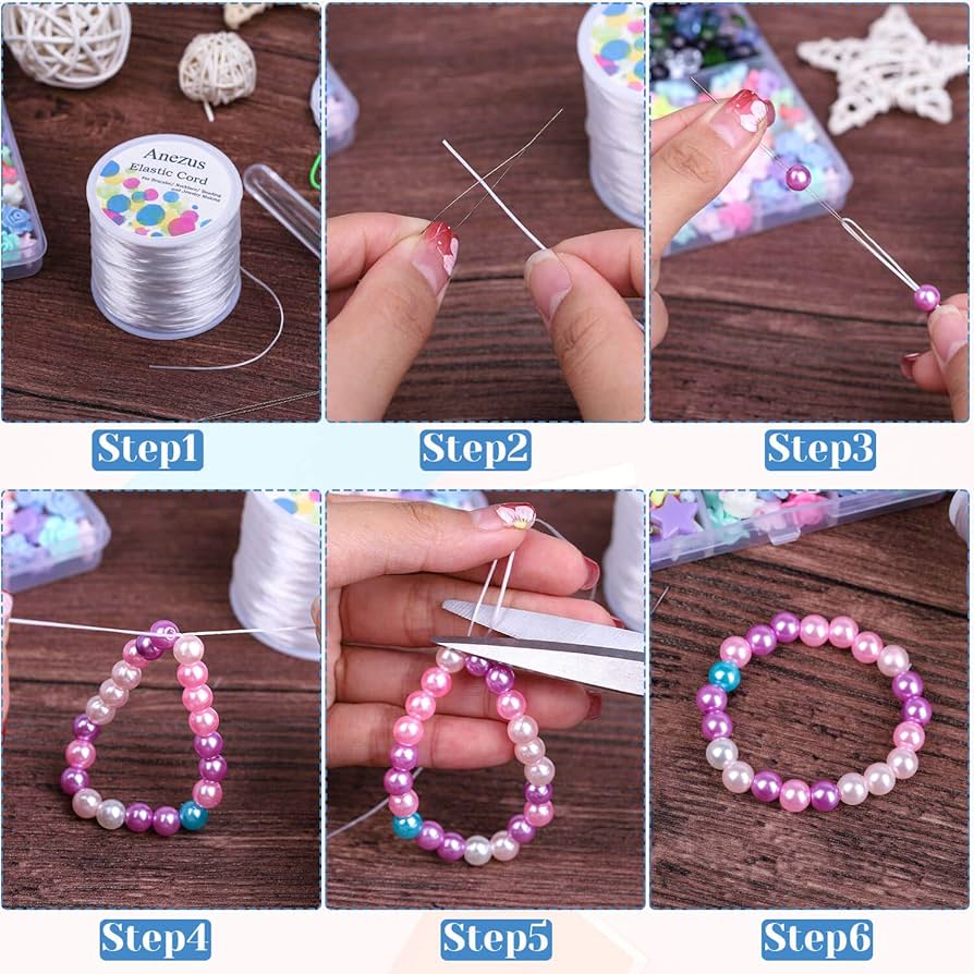 Bead String Size/6 Rolls Elastic String For Bracelets,