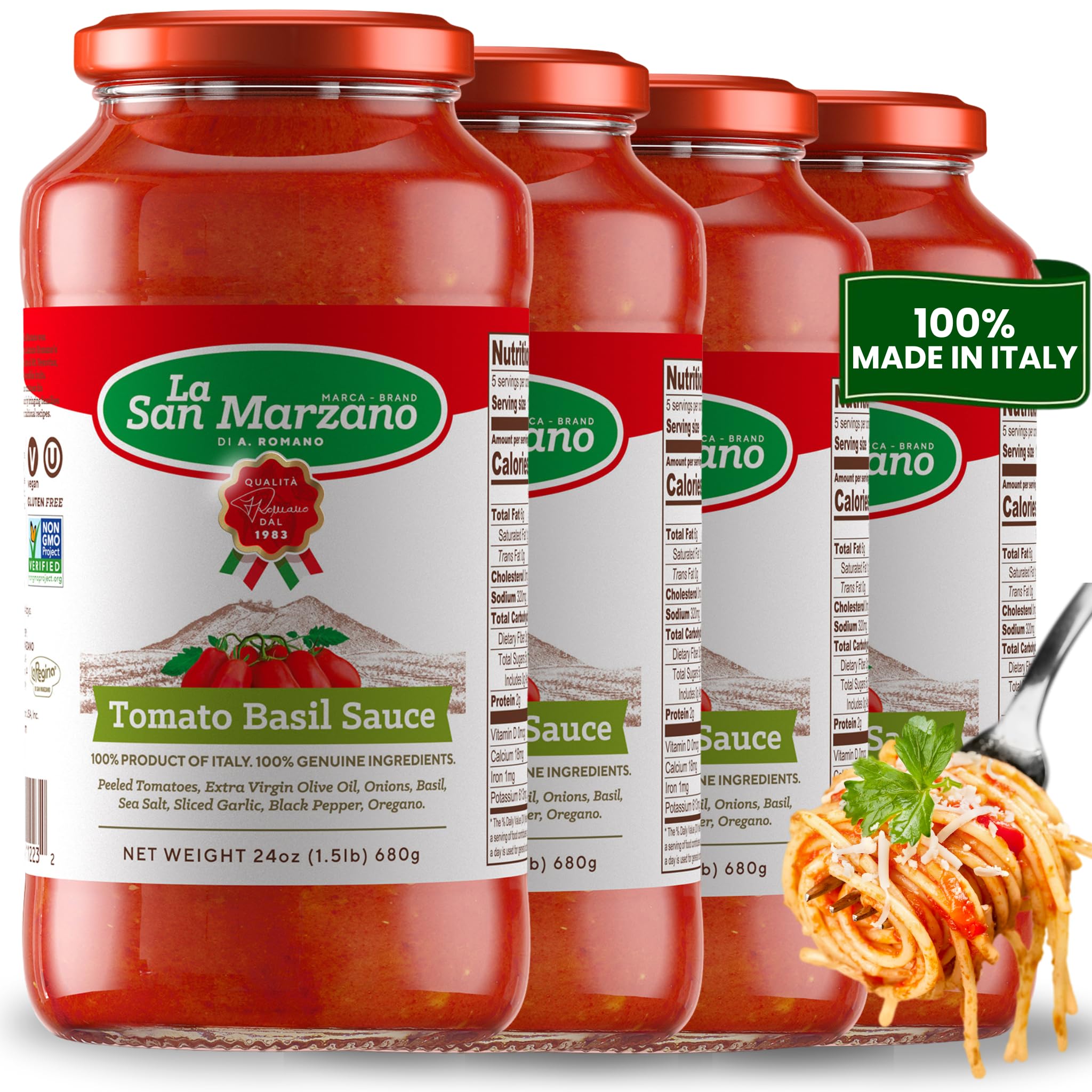 Amazon.com : La San Marzano Tomato Basil Sauce, 24 oz, Pasta Sauce