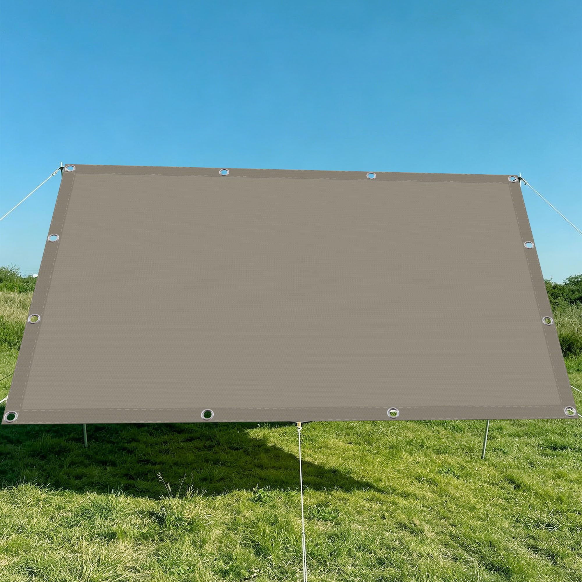 Toile ombrage exterieur haut de gamme imperméable 3.5 x 6.5 m taupe