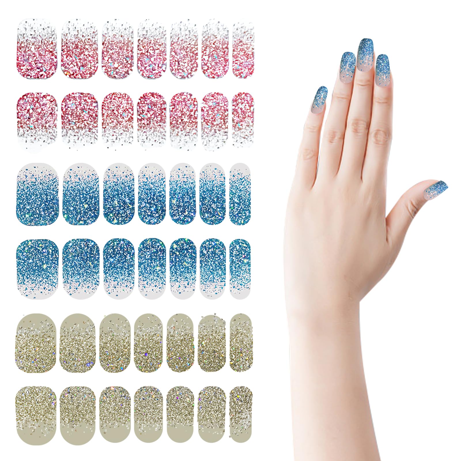 Eulapgoe Black 84 Semi Cured Gel Nail Strips - Full Wraps Adhesive Gel Nail Stickers For French Tip Manicure