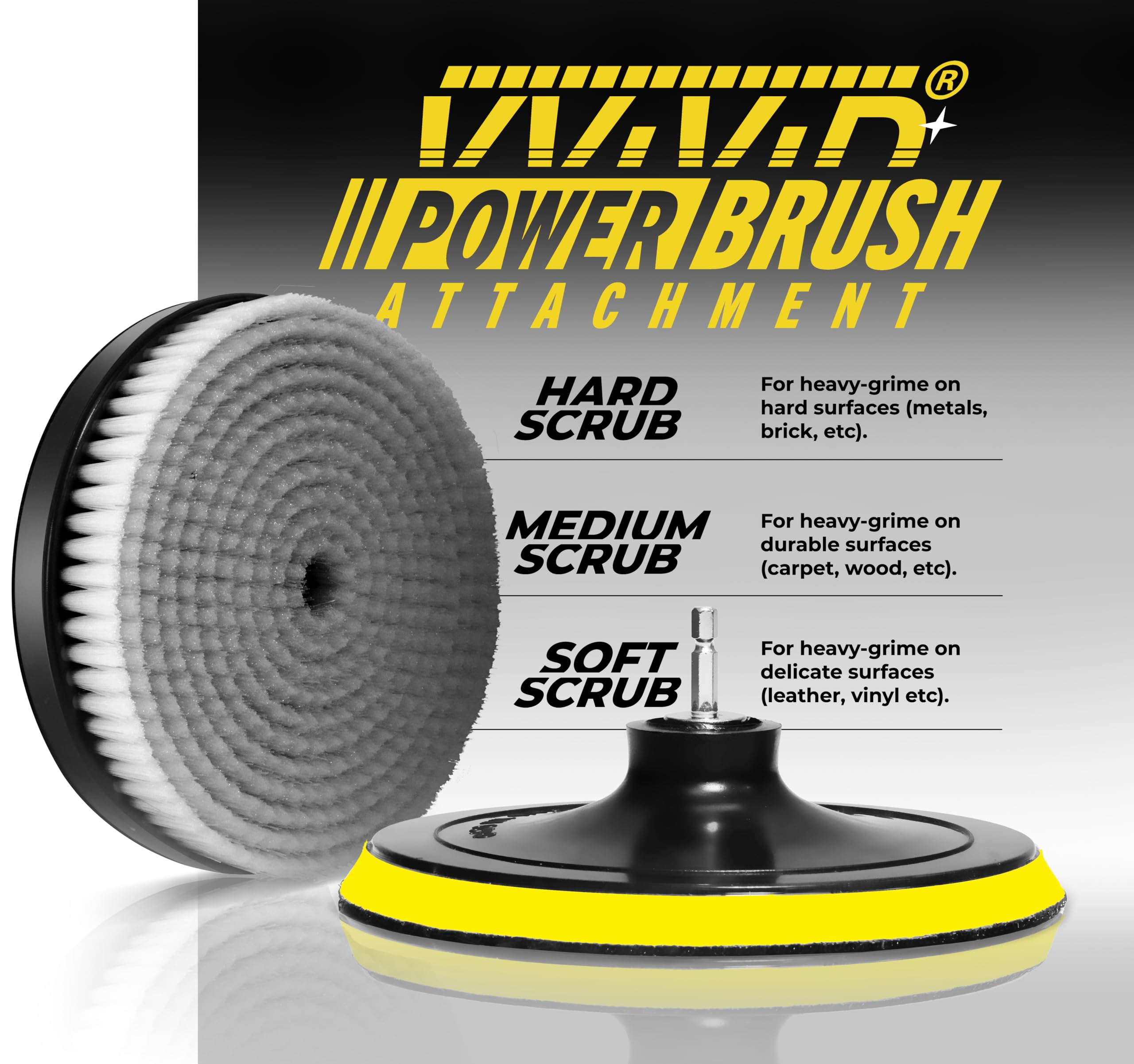 VViViD Drill Backing Plate Power Scrub Brush Attachment 150mm Diameter Large Surface Area Soft Bristles — view 5