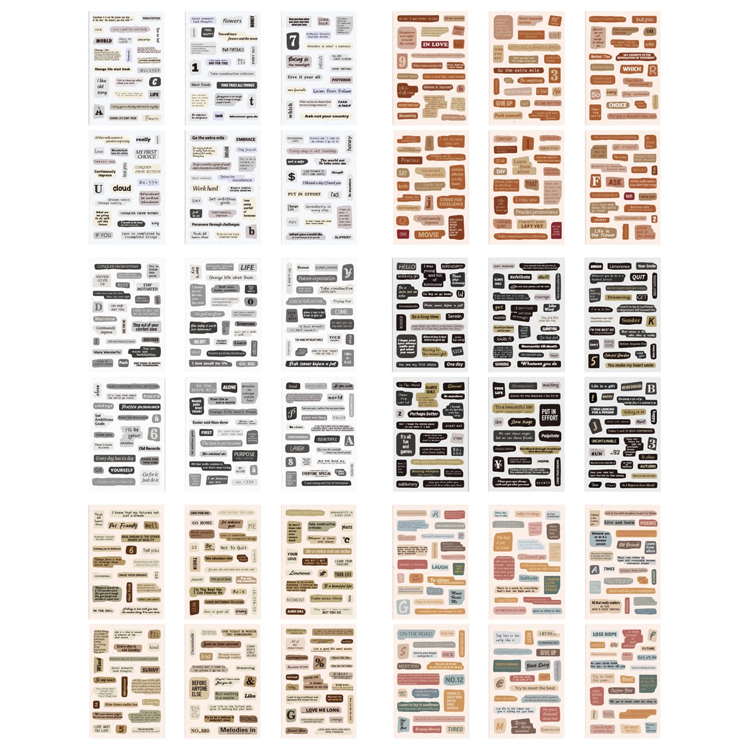 Wufgwbd Multicolor 36 Creative Letter Stickers, Inspirational Letter Stickers, Retro Stickers, Waterproof Stickers, Can Be Used To Decorate Scrapbooks, Diaries, And Greeting Cards