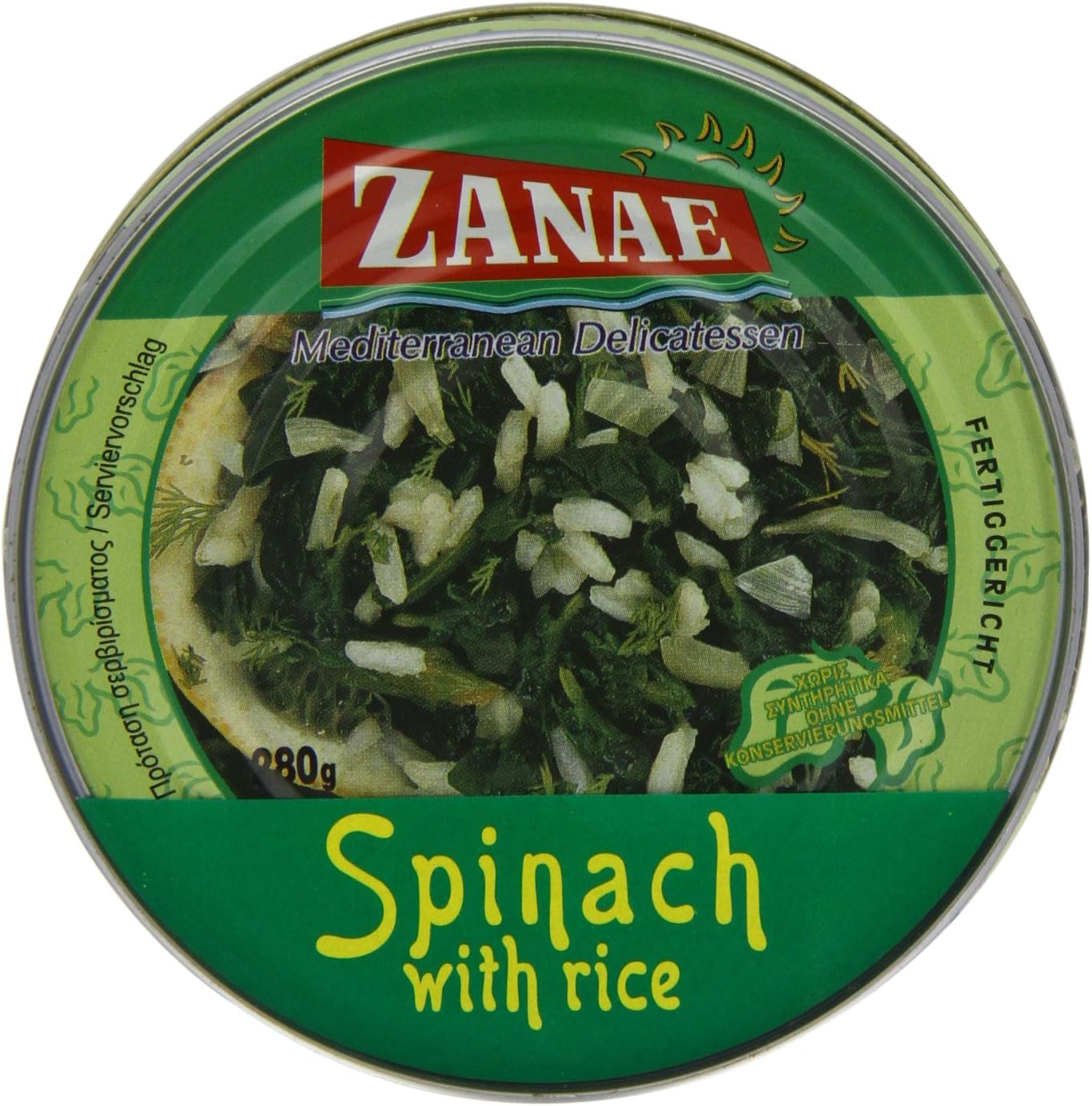 Zanae Spinach and Rice 280 g (Pack of 6)